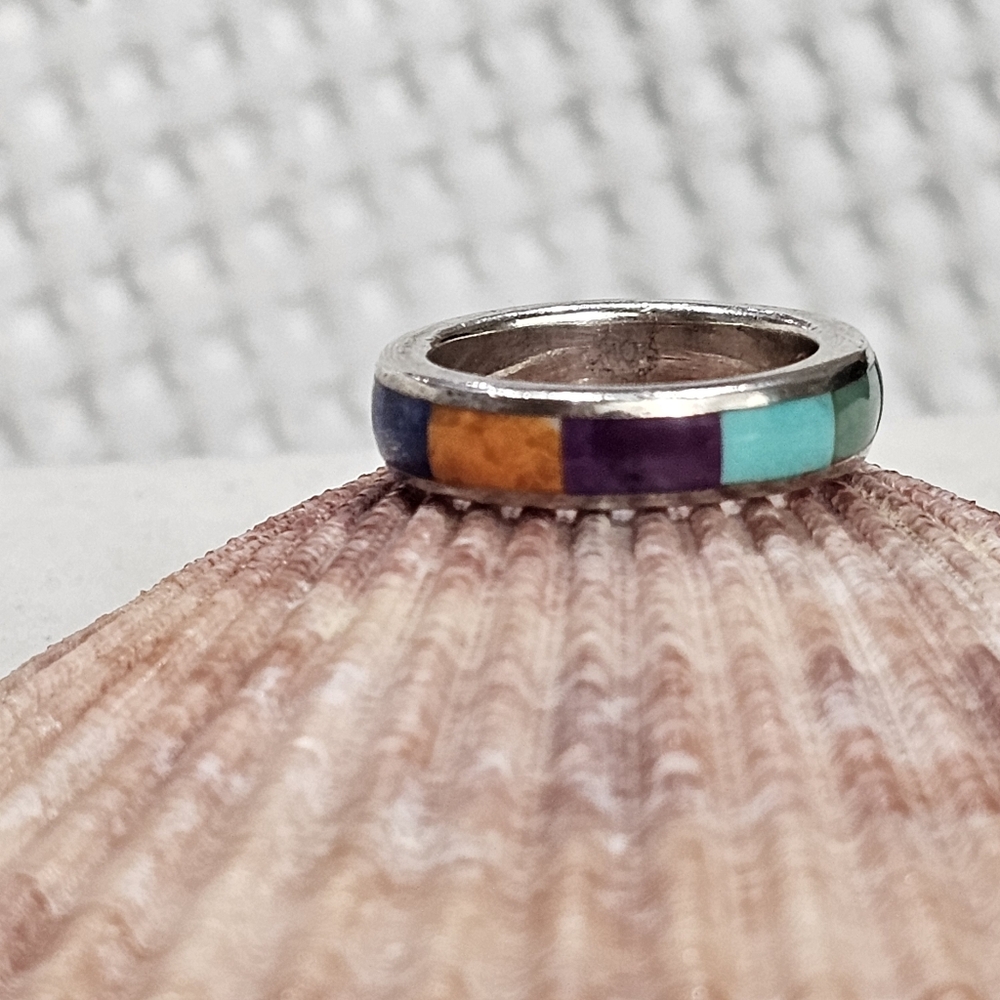 Gemstone 925 Band Ring Vintage PRICE FIRM - Picture 2 of 13